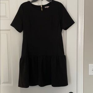 F21 black shirt sleeve dress with ruffle skirt
